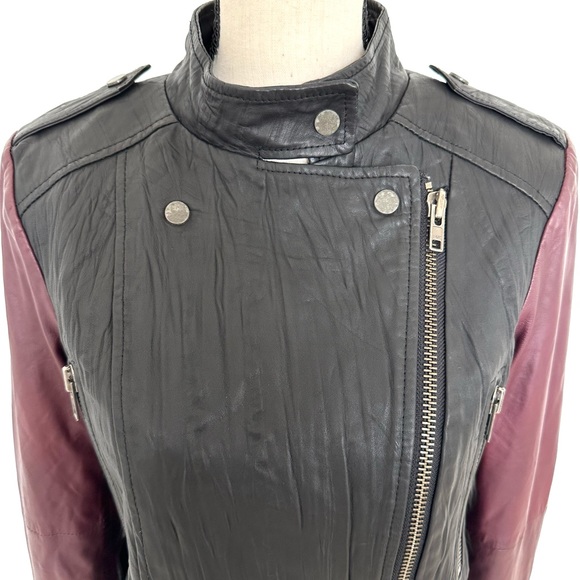 Walter Baker Vikki Two Toned Motorcycle Leather Jacket - Picture 6 of 16
